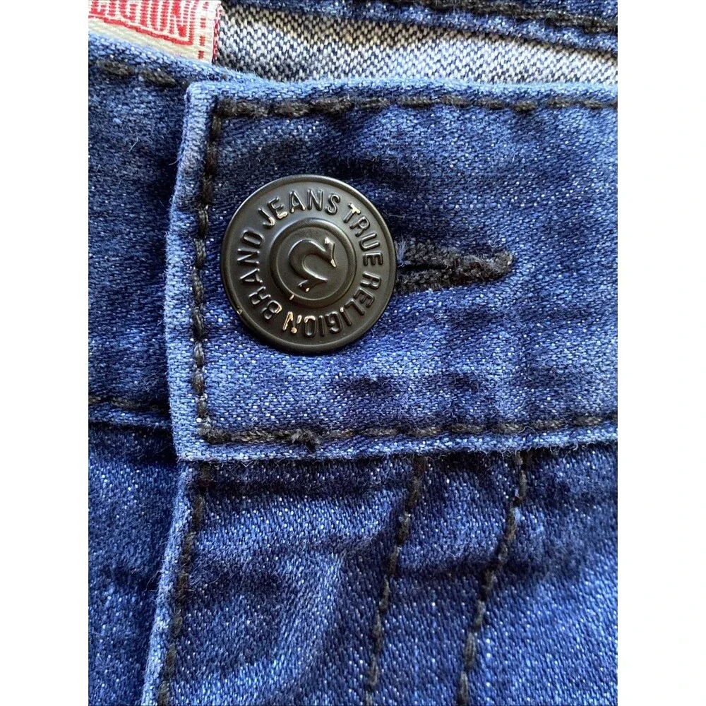 True Religion Mens Ricky Big T Relaxed Straight Blue Jeans 40x34 Whiskers (flaw)
